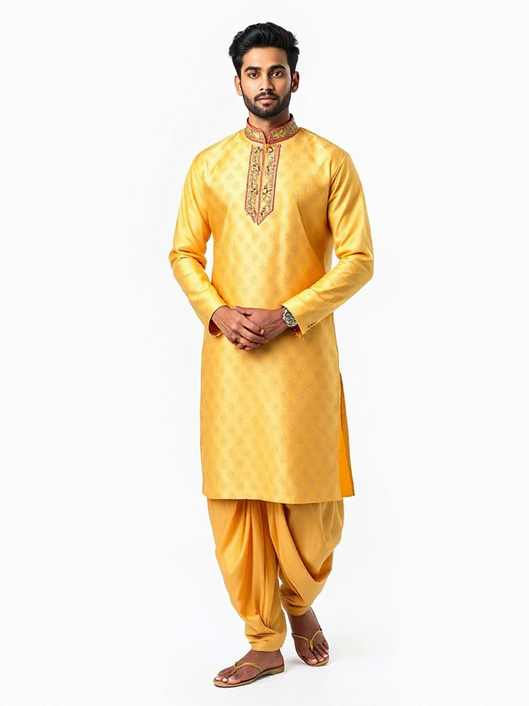 Gold Embroidered Kurta