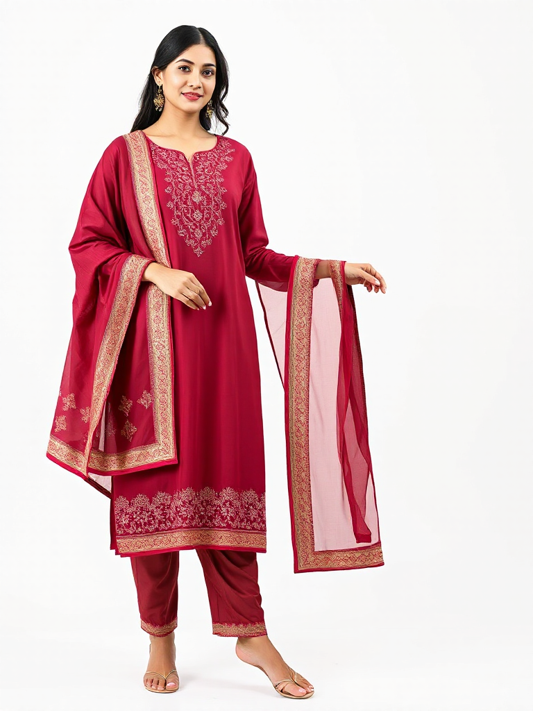 Maroon Silk Kurta Set