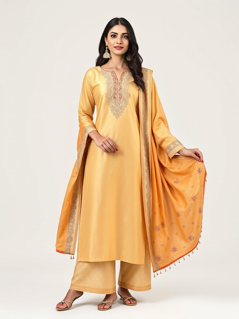 Gold Silk Kurta Set