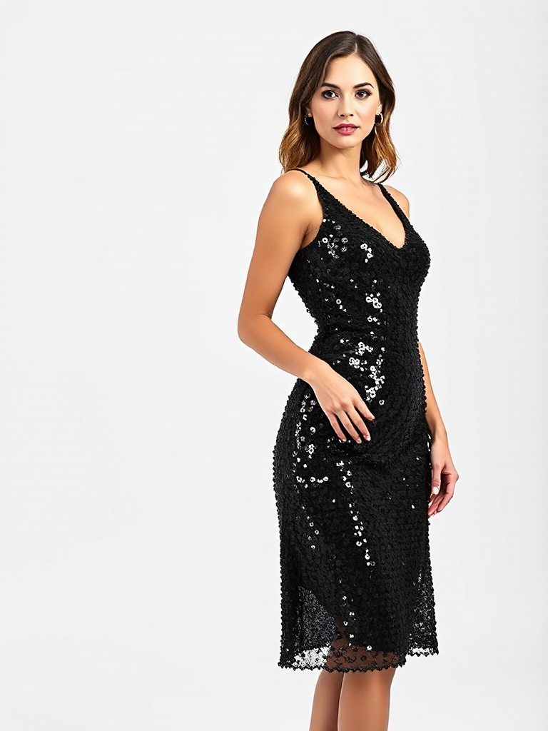 Black Sequin Party Dress