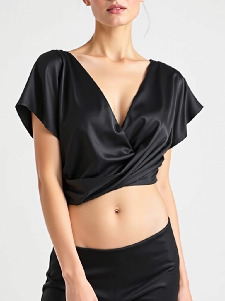 Black Satin Party Top