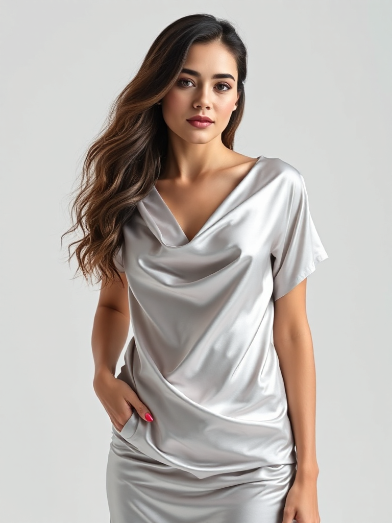Silver Satin Party Top