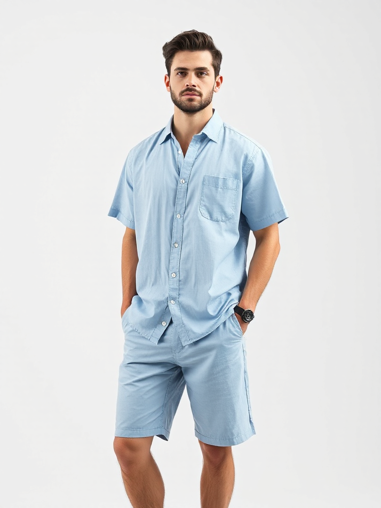 Light Blue Linen Resort Set