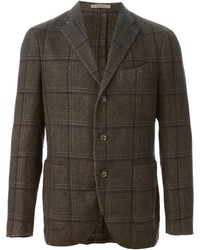 Dark Brown Check Wool Blazer