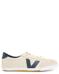 Beige Canvas Low Top Sneakers