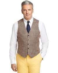 Brown Houndstooth Wool Waistcoat