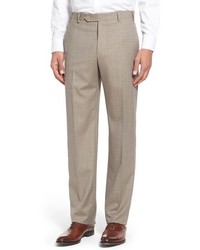 Beige Check Dress Pants