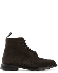 Charcoal Leather Brogue Boots