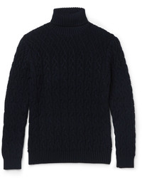 Navy Knit Wool Turtleneck