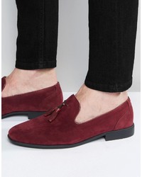 Burgundy Suede Tassel Loafers