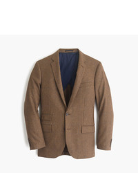 Brown Houndstooth Wool Blazer