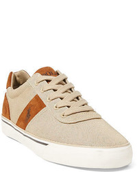 Beige Suede Low Top Sneakers