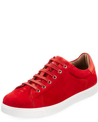 Red Suede Low Top Sneakers
