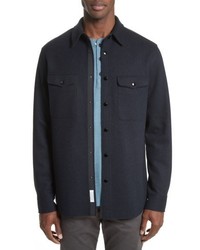 Navy Wool Shirt Jacket
