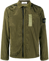 Olive Nylon Shirt Jacket