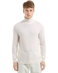 White Knit Wool Turtleneck
