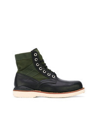 Dark Green Leather Casual Boots