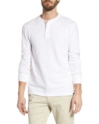 White Long Sleeve Henley Shirt
