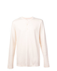 Beige Long Sleeve Henley Shirt