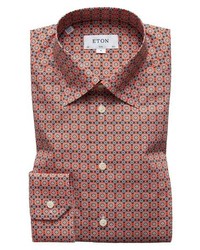 Orange Floral Dress Shirt