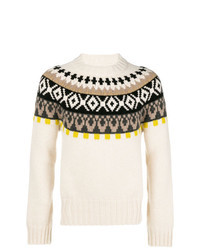 Beige Fair Isle Crew-neck Sweater