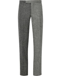 Charcoal Herringbone Wool Dress Pants