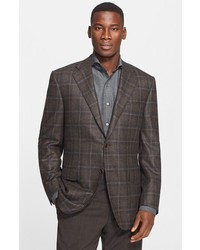 Dark Brown Plaid Wool Blazer