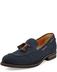 Navy Suede Tassel Loafers