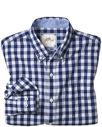 White and Navy Gingham Long Sleeve Shirt