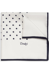 White and Navy Pocket Square
