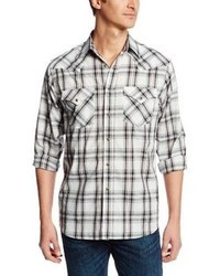 White and Black Plaid Long Sleeve Shirt
