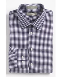 Navy and White Gingham Dress Shirt