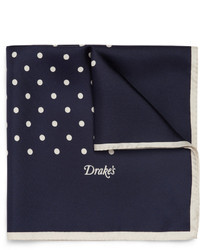 Navy and White Polka Dot Pocket Square