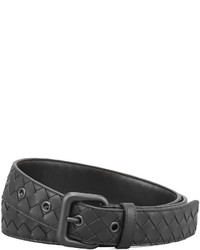Black Woven Leather Belt