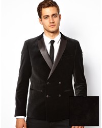 Black Velvet Double Breasted Blazer