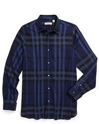 Navy Plaid Long Sleeve Shirt
