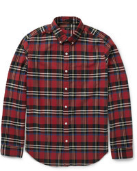 Burgundy Plaid Long Sleeve Shirt