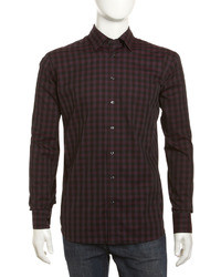 Burgundy Gingham Long Sleeve Shirt