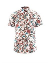 White Floral Short Sleeve Shirt