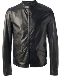 Black Leather Bomber Jacket