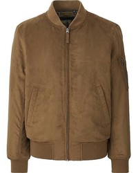 Brown Suede Bomber Jacket