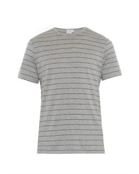 Grey Horizontal Striped Crew-neck T-shirt