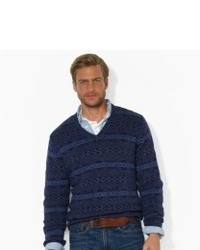 Navy Fair Isle V-neck Sweater