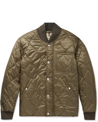 Olive Quilted Bomber Jacket