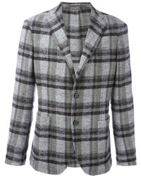 Grey Plaid Wool Blazer