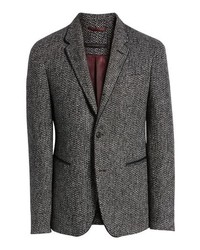 Grey Herringbone Wool Blazer