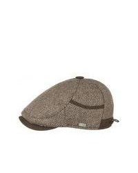 Dark Brown Herringbone Flat Cap