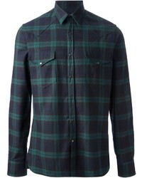 Dark Green Plaid Long Sleeve Shirt