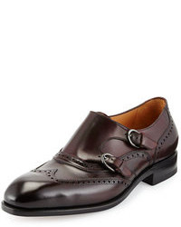 Burgundy Leather Double Monks