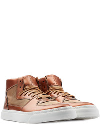 Brown Leather High Top Sneakers